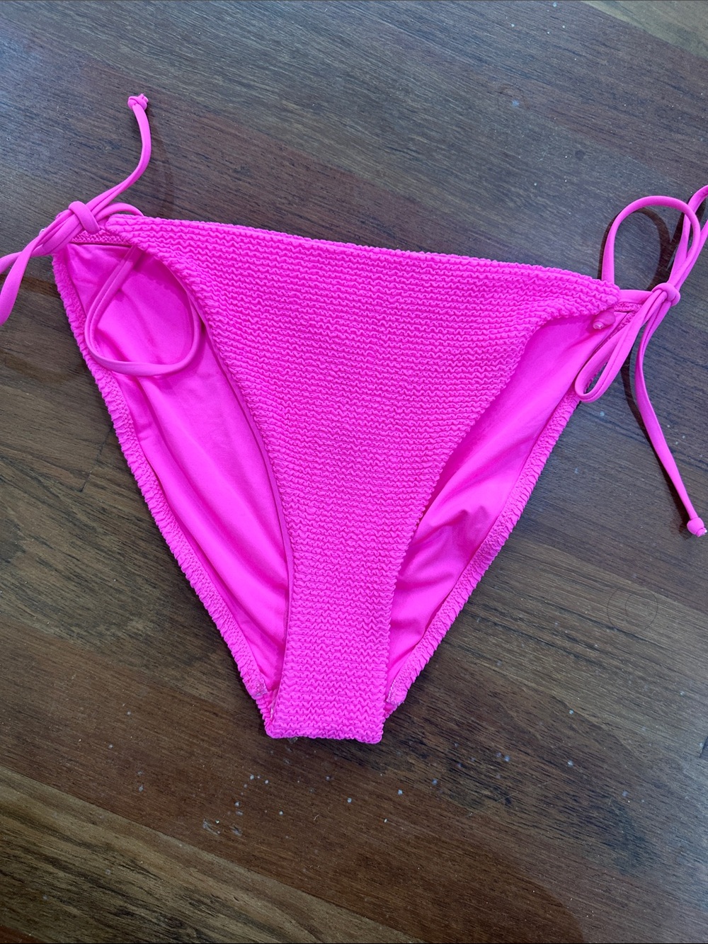 Milly Hot Pink Textured Tie-Side Bikini Bottoms